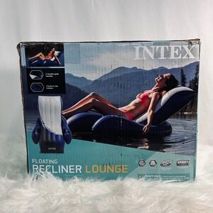 Intex Floating Recliner Lounge Inflatable Pool Lake Float Blue White 58868EP